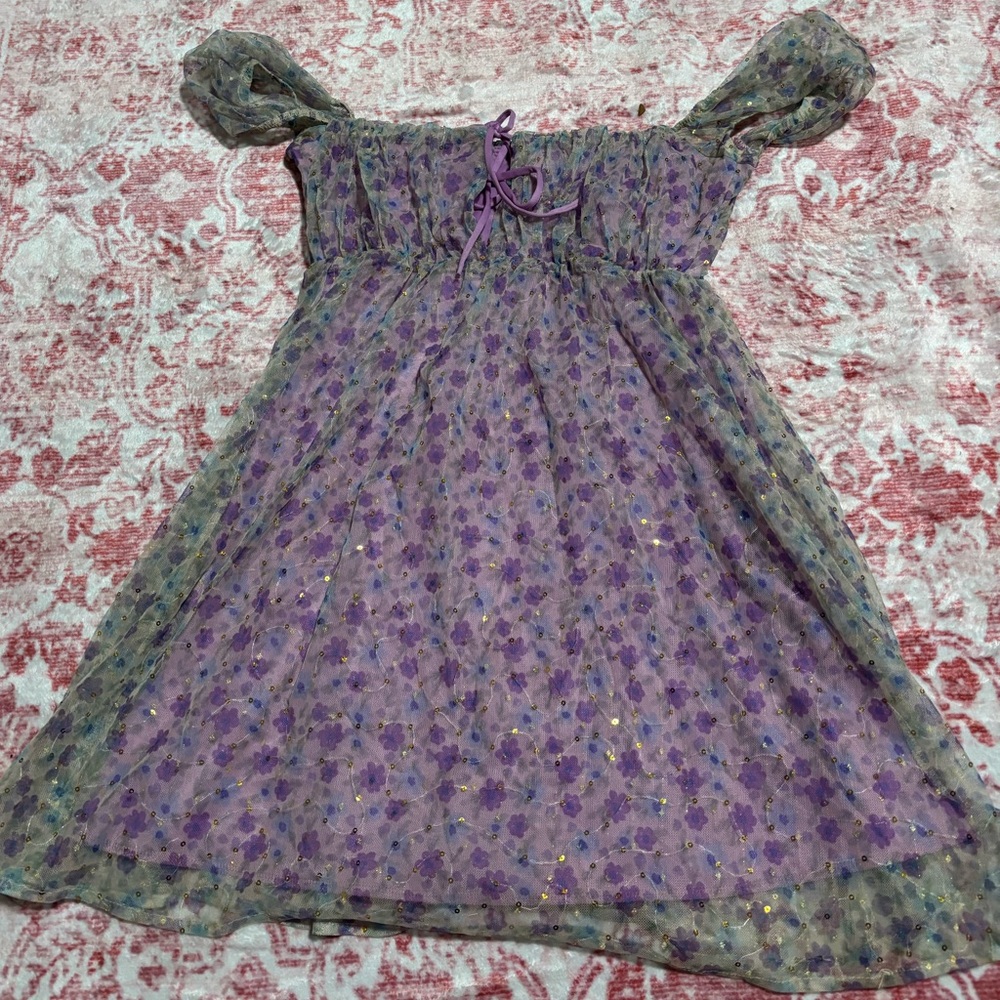 Lucy in the Sky Purple Floral Babydoll Dress Size XS/S